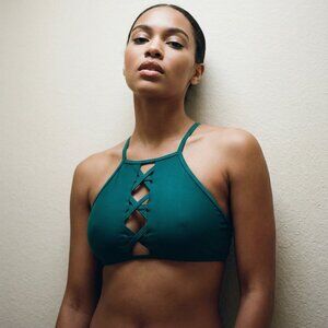 Elegant Teal Crisscross Bikini Top